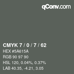 颜色代码: CMYK 7 / 0 / 7 / 62 | qconv.com