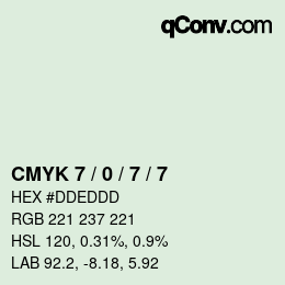 カラーコード: CMYK 7 / 0 / 7 / 7 | qconv.com