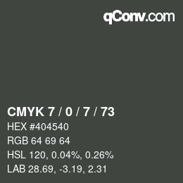 Código de color: CMYK 7 / 0 / 7 / 73 | qconv.com