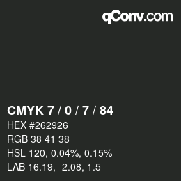 カラーコード: CMYK 7 / 0 / 7 / 84 | qconv.com