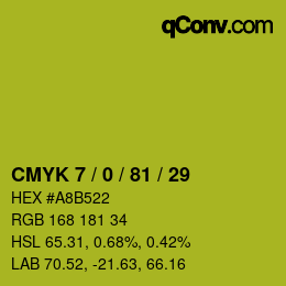 颜色代码: CMYK 7 / 0 / 81 / 29 | qconv.com