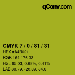 颜色代码: CMYK 7 / 0 / 81 / 31 | qconv.com