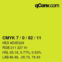 カラーコード: CMYK 7 / 0 / 82 / 11 | qconv.com