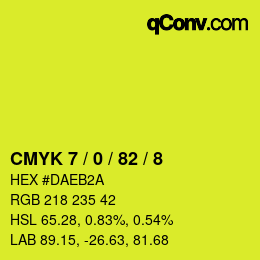カラーコード: CMYK 7 / 0 / 82 / 8 | qconv.com