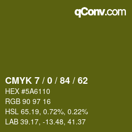 カラーコード: CMYK 7 / 0 / 84 / 62 | qconv.com
