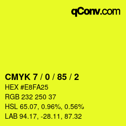 カラーコード: CMYK 7 / 0 / 85 / 2 | qconv.com