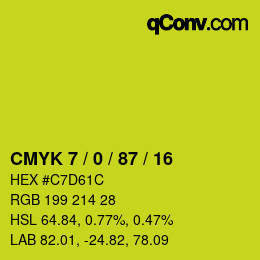 カラーコード: CMYK 7 / 0 / 87 / 16 | qconv.com