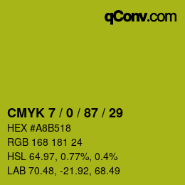 カラーコード: CMYK 7 / 0 / 87 / 29 | qconv.com