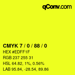 颜色代码: CMYK 7 / 0 / 88 / 0 | qconv.com