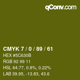 カラーコード: CMYK 7 / 0 / 89 / 61 | qconv.com