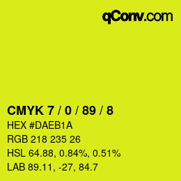 カラーコード: CMYK 7 / 0 / 89 / 8 | qconv.com