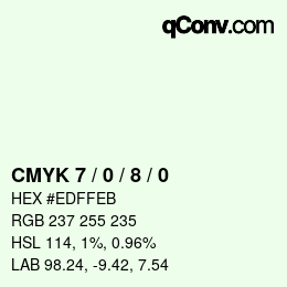 颜色代码: CMYK 7 / 0 / 8 / 0 | qconv.com