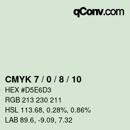 カラーコード: CMYK 7 / 0 / 8 / 10 | qconv.com