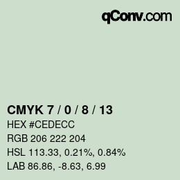 カラーコード: CMYK 7 / 0 / 8 / 13 | qconv.com
