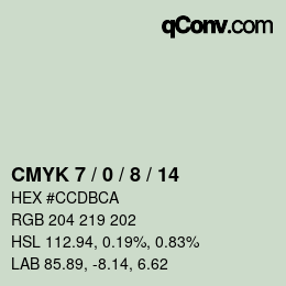 颜色代码: CMYK 7 / 0 / 8 / 14 | qconv.com