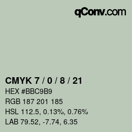 カラーコード: CMYK 7 / 0 / 8 / 21 | qconv.com