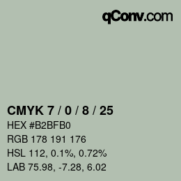 カラーコード: CMYK 7 / 0 / 8 / 25 | qconv.com