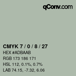 カラーコード: CMYK 7 / 0 / 8 / 27 | qconv.com