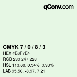 Farbcode: CMYK 7 / 0 / 8 / 3 | qconv.com