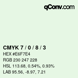 Farbcode: CMYK 7 / 0 / 8 / 3 | qconv.com