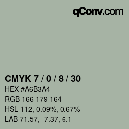 カラーコード: CMYK 7 / 0 / 8 / 30 | qconv.com