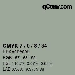 颜色代码: CMYK 7 / 0 / 8 / 34 | qconv.com