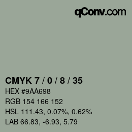 カラーコード: CMYK 7 / 0 / 8 / 35 | qconv.com