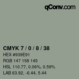 Color code: CMYK 7 / 0 / 8 / 38 | qconv.com