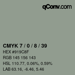 カラーコード: CMYK 7 / 0 / 8 / 39 | qconv.com