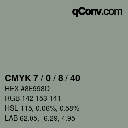 Color code: CMYK 7 / 0 / 8 / 40 | qconv.com