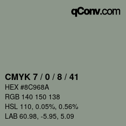 Color code: CMYK 7 / 0 / 8 / 41 | qconv.com