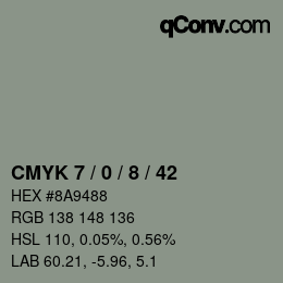 Color code: CMYK 7 / 0 / 8 / 42 | qconv.com