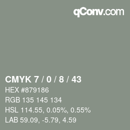 Color code: CMYK 7 / 0 / 8 / 43 | qconv.com