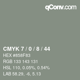 カラーコード: CMYK 7 / 0 / 8 / 44 | qconv.com