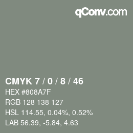 カラーコード: CMYK 7 / 0 / 8 / 46 | qconv.com
