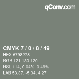 カラーコード: CMYK 7 / 0 / 8 / 49 | qconv.com