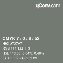 Color code: CMYK 7 / 0 / 8 / 52 | qconv.com