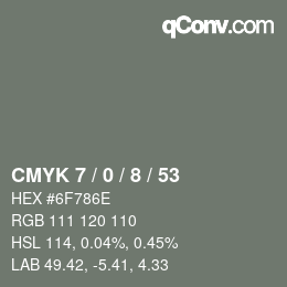 カラーコード: CMYK 7 / 0 / 8 / 53 | qconv.com