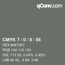 カラーコード: CMYK 7 / 0 / 8 / 56 | qconv.com
