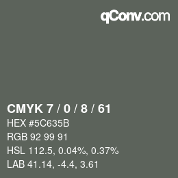 Color code: CMYK 7 / 0 / 8 / 61 | qconv.com