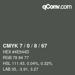 カラーコード: CMYK 7 / 0 / 8 / 67 | qconv.com