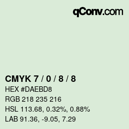 Farbcode: CMYK 7 / 0 / 8 / 8 | qconv.com