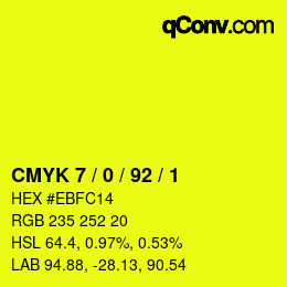Farbcode: CMYK 7 / 0 / 92 / 1 | qconv.com