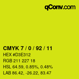 カラーコード: CMYK 7 / 0 / 92 / 11 | qconv.com
