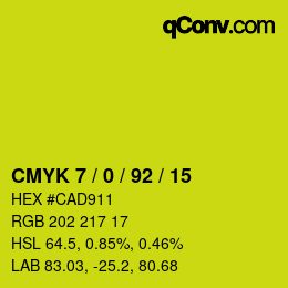 カラーコード: CMYK 7 / 0 / 92 / 15 | qconv.com