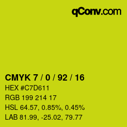 Color code: CMYK 7 / 0 / 92 / 16 | qconv.com