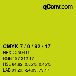 Color code: CMYK 7 / 0 / 92 / 17 | qconv.com