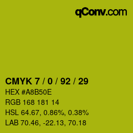 Color code: CMYK 7 / 0 / 92 / 29 | qconv.com