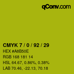 カラーコード: CMYK 7 / 0 / 92 / 29 | qconv.com