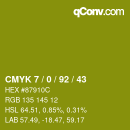 カラーコード: CMYK 7 / 0 / 92 / 43 | qconv.com